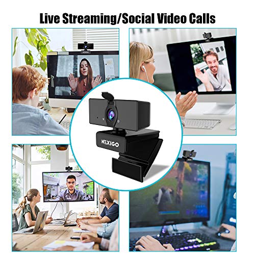 NexiGo N660 1080P Business Webcam, Dual Microphone & Privacy Cover, USB FHD Web Computer Camera, Plug and Play, for Zoom/Skype/Teams/Webex, Laptop MAC PC Desktop - style: Webcam w/o Light