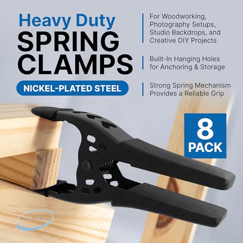 Lot of 8-6" inch Spring Clamp Large Super Heavy Duty Spring Metal All Black - 2.5 inch Jaw opening - size: Lot of 8