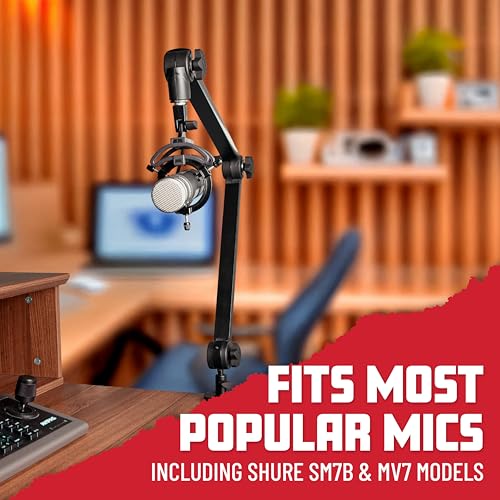 Gator Frameworks Deluxe Desk-Mounted Broadcast Microphone Boom Stand For Podcasts & Recording, Integrated XLR Cable, (GFWBCBM3000) - style: 3000 Series