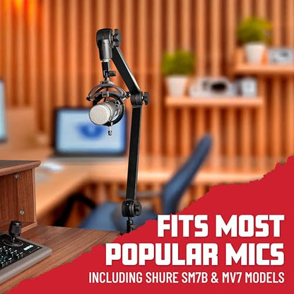 Gator Frameworks Deluxe Desk-Mounted Broadcast Microphone Boom Stand For Podcasts & Recording, Integrated XLR Cable, (GFWBCBM3000) - style: 3000 Series