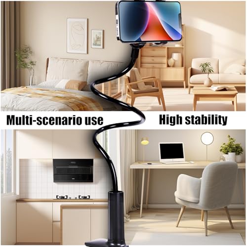 360-Degree Rotating Phone Stand, Adjustable Phone Holder for Desk, Flexible Phone Mount for Video Calls and Watching Videos - color: Black2