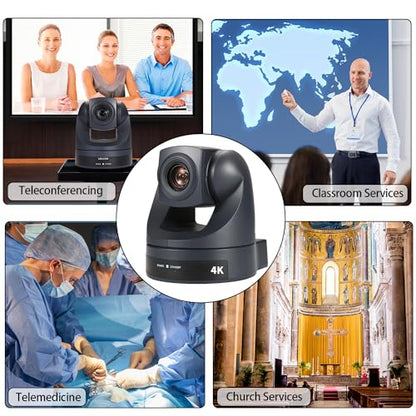 4K PTZ Camera 20x Optical Zoom with HDMI USB Conference Room Webcam for Zoom, Teams, Google Meet, Church Live Streaming, Webinar - style: 20X ZOOM HDMI/USB