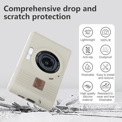 Case for Kodak PIXPRO C1 accessories,Soft Silicone Protective Case,Comes with 2 Screen Protectors and 1 Wrist Strap - Off white - color: Off white