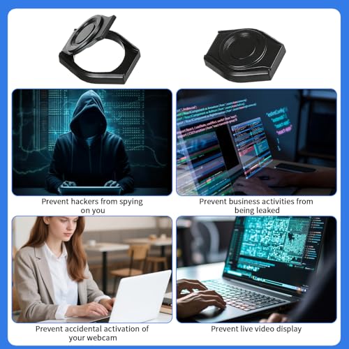 2 Pack Universal Webcam Cover, Desktop Computer Camera Privacy Cover Lens Shutter Cap Hood Plastic Streaming Web Camera Covers Clip for Laptop, Computer Black
