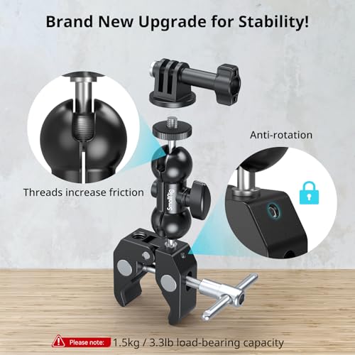 SMALLRIG Super Clamp Mount 2-Pack, Double Ball Head Magic Arm for Camera | Clamp for Fences, Desks, Tripods, for Monitors, Lights, Action Cameras - style: Clamp 2 Pack