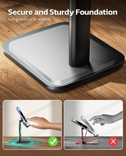 Nulaxy Phone Stand, Height Angle Adjustable Cell Phone Stand, Phone Holder for Desk Compatible with Phone 16 15 14 13 12 Mini 11 Pro Xs Max Xr X 8 7 6 6s Plus, All Smartphones (4-8 inches) - Black