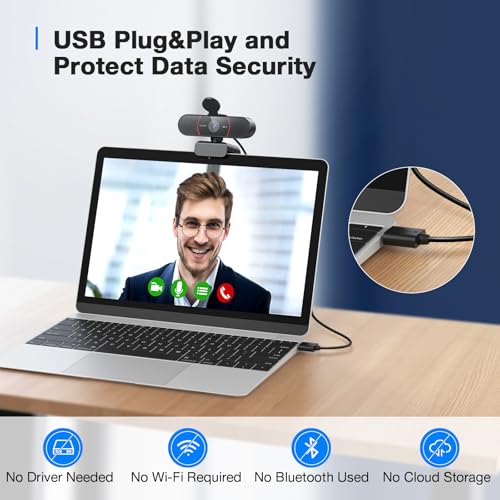 EMEET C960 4K Webcam for PC, 4K UHD CMOS Sensor, PDAF Auto Focus, Dual Omnidirectional Mics, Auto Light Correction, 73° FOV, Plug&Play Webcam w/Privacy Cover, Works w/Zoom/Teams/Skype/Google Meet - style: 4K