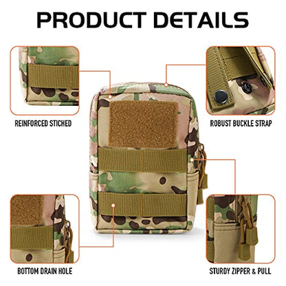 3 Pack Molle Pouch Combo Water Bottle Pouch Holder Tactical Molle Pouches Compact Utility Waist Bag Pack - color: Combo A:CP