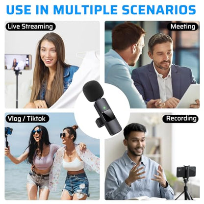 Dual Wireless Lavalier Microphone for iPhone, iPad - Perfect for Video Conferencing, Recording, and Live Streaming