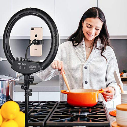Ring Light with Tripod Stand, Yesker 14 Inch LED Ringlight Kit with Phone Holder Adjustable Color Temperature Circle Lighting, Led Photo Beauty Ring Lights for Camera for Vlog, Makeup, Video Shooting - style: 14 Inch Ringlight