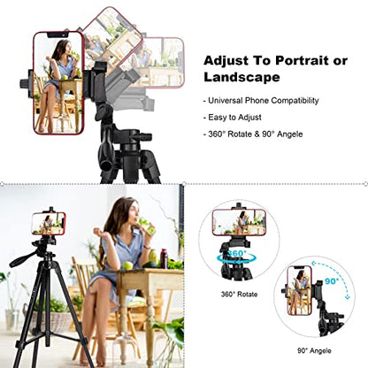55" Phone Tripod, PHOPIK Aluminum Extendable Tripod Stand with Shutter, Carrying Bag, Compatible with iPhone/Android/Sport Camera&Insta 360 x5 Perfect for Video Recording/Selfies/Live Stream/Vlogging - size: PT204VP