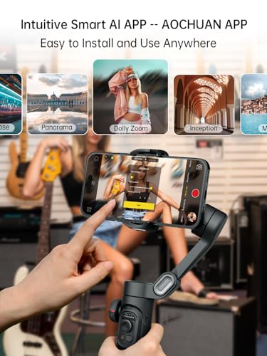 AOCHUAN Phone Gimbal Stabilizer, 3-Axis Smartphone Foldable Handheld Gimbal for iPhone with Focus Wheel, TikTok/YouTube Vlog Stabilizer for iPhone 17/16/15/14/13 Pro Max & Android – Smart XE - style: Smart XE