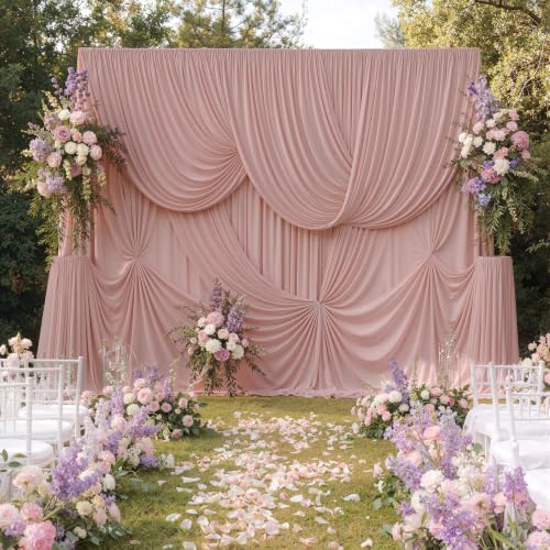10ftx12ft Dusty Pink Backdrop Curtains for Parties, Wrinkle Free Polyester Dusty Pink Photo Backdrop Drapes 2 Panels 12 ft Long Back Drop Cloth for Wedding Birthday Photography Background Party - color: Dusty Pink, size: 5ft(W)x12ft(H)_2 Panels
