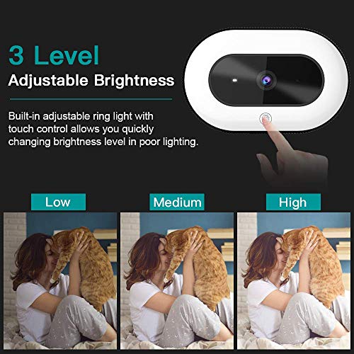NexiGo StreamCam N930E, 1080P Webcam with Ring Light and Privacy Cover, Auto-Focus, Plug and Play, Web Camera for Online Learning, Zoom Meeting Skype Teams (Renewed) - style: Webcam with Light