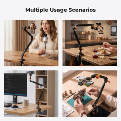 K&F CONCEPT 22" Magic Arm Clamp Kit, Flexible Desk Camera Mount, Long Articulating Friction Boom Arm for Phone, Action Camera, LED Light, Microphone