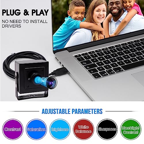 ELP Mini Aluminum Black Case USB Security Camera with 170degree Wide Angle Fisheye Lens USB2.0 Lightburn Camera for Home Security and Machine Vision System,9.9ft/3m Cable for PC, Laptop, Jetson Nano - color: 170 Degree Lens Mini, style: USB Camera