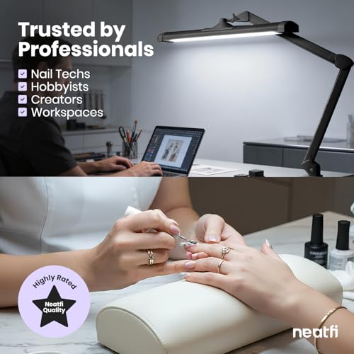 Neatfi 3,500 Lumens LED Desk Lamp – 45W Dimmable Task Light | 3 Light Modes | 540 SMD LEDs | Touch Control | Adjustable Arm | Reading, Craft, Workbench & Office (Black-3, 26-Inch Wide Shade) - color: Black-3