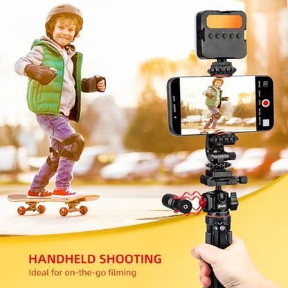 Zeadio All-in-One Metal Tripod Kit with Arca Ball Head, Phone Stand and Action Camera Adapter for Recording/YouTube/Filming/Vlogs, Compact Travel Tripod for Camera, Gimbal & Action Cam etc - style: With Arca Ball Head