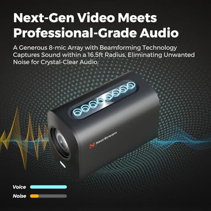 NearStream VM20 4K USB Streaming Camera with 40X Hybrid Zoom/8 Noise-Canceling Mics/Remote Control, HDMI/USB/RJ45 Output, Multi-Cam Ready, for Education,Conference,Worship & Live Event, OBS/Zoom,Black