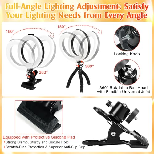 Clip on Ring Light for Laptop, TPQKA 16cm Video Conference Lighting Kit with 5 Color Temperatures & 5 Brightness Levels, Dimmable Webcam Light for Zoom Calls, Remote Working, Live Streaming