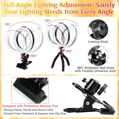 Clip on Ring Light for Laptop, TPQKA 16cm Video Conference Lighting Kit with 5 Color Temperatures & 5 Brightness Levels, Dimmable Webcam Light for Zoom Calls, Remote Working, Live Streaming