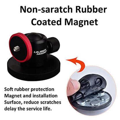 ULIBERMAGNET 60lb Magnetic Camera Mounting Base with Mini Ball Head, Super Strong Rubber Coating Neodymium Magnet with 1/4’’-20 Male Thread Stud for Security Camera. - style: 2.59INCH Magnetic Camera Mounts