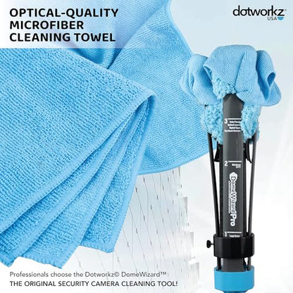 DomeWizard™ Compact Security Camera Cleaning Kit with Pole – Streak-Free Lens Cleaner for Dome, PTZ, Mini Dome & Bullet Cameras – Reusable Microfiber Mitt + 8oz Cleaning Solution - size: 13' Cleaning Kit