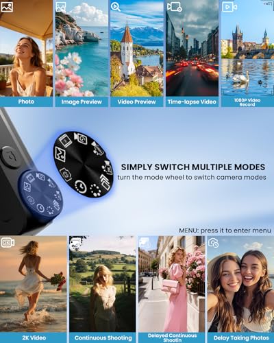 5K Digital Camera for Photography with Fill Light, 3'' 180°Flip Screen, 75MP Vlogging Camera for YouTube Video, 18X Zoom Compact Point and Shoot Cameras for Beginner Teens, Kids, Black