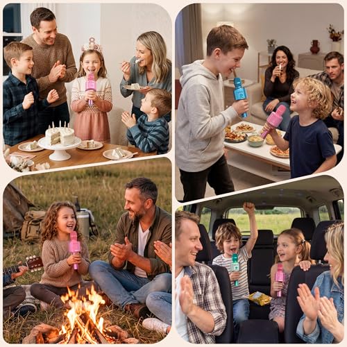 BONAOK Wireless Bluetooth Karaoke Microphone,3-in-1 Portable Handheld Karaoke Mic Speaker Machine Home Party Birthday for All Smartphones Q37 (P-Ink) - color: Pink