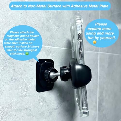 Gym Magnetic Phone Holder Mount Attach to Metal Surface, [Big Phones & Thick Cases Friendly] Magnetic Phone Holder for Gym Workout Record Compatible with All Smartphones