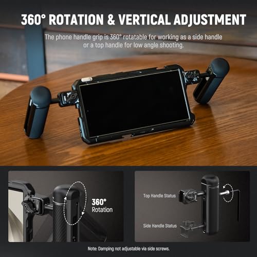 NEEWER Quick Release Side Handle for Phone Cage PA073 PA074 for 16 Pro/16 Pro Max, PA042 for Samsung S24 Ultra, with Covered Cold Shoe, Anti Off Pin, Black Lock, PA045B - style: PA045B