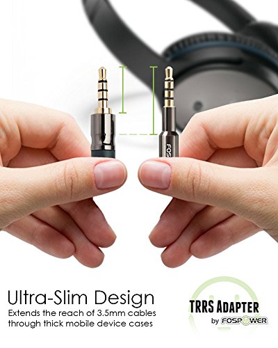FosPower 3.5mm Male to Female Auxiliary Stereo Audio Headphone Jack AUX Adapter, 4-Conductor TRRS for iPhone, Smartphones, Tablets, Speakers, Microphone & Card Readers (3 Pack) - size: 3 Pack