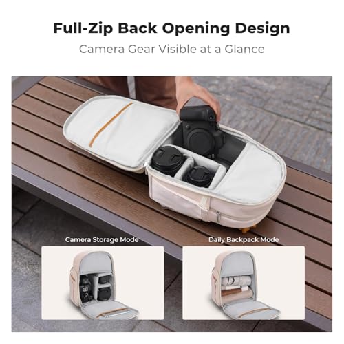 K&F CONCEPT Camera Backpack, DSLR/SLR Small Camera Bag, Water-Resistant 2-in-1 Photography Backpack for Women Compatible with Canon/for Sony/for DJI/for Xtra Muse/for Polaroid/for Instax