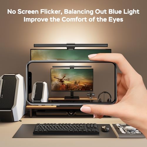 OOWOLF Monitor Light Bar with Remote, Ra95 Computer Monitor Lamp for Eye Caring, USB Reading Lamp Task Lamp, Dimmable Light Bar with Backlight, No Glare Space Saving Home Office 16.14" 1-Pack - size: 16.14-INCH