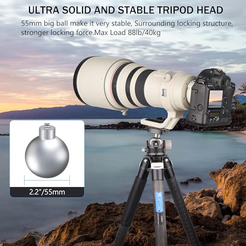 55mm Low Profile Ball Head Tripod Ball Head ARTCISE KB55 Heavy Duty Tripod Head All Metal CNC Machining with Three 1/4" Quick Release Plates for Tripod, Monopod, DSLR, Camcorder, Max Load 88lbs /40kg