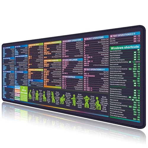 Photoshop Shortcut Key Mouse pad Illustrator Cheat Sheet Desk pad Indesign Desk mat Big Mousepad with Stitched Edge Non-Slip Rubber Base for Computer Keyboard Laptop PC - color: PS&AIID