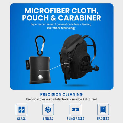 Microfiber Cloth & Glasses Wipes (6 Pack) Lens & Glasses Cleaning Cloth - Eyeglass Cleaner - Camera Lenses & Gadget Delicate Screens - Black - color: Black, size: 6 Pack