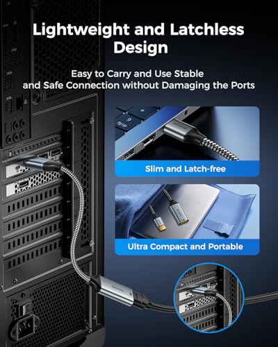 SAMZHE Active Unidirectional 8K DisplayPort 1.4 to HDMI 2.1 Adapter 0.82FT, 8K@60Hz 4K@240Hz High Refresh Alloy Shell Compatible with NVIDIA AMD Desktop Laptop Monitor TV Gaming Office Home Theater
