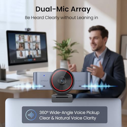 EMEET C960 Ultra 4K Webcam for Mac & PC, 1/1.5" Large Sensor, Metal Body, 0.2s Autofocus, DRC, Whiteboard Mode, Built-in Privacy Cover, 2 Mics, USB Webcam 4K for Meetings, Streaming & Content Creation - style: 4K Ultra