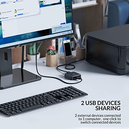 IDsonix USB 3.0 Switch 2 Computers Share 1 Device,1 in 2 Out Or 2 in 1 Out Bi-Directional for Printers/Keyboards/Mice, 5Gbps Plug and Play Switcher, 2pcs A to A 3.3ft Cables,Plastic,Black - style: ABS