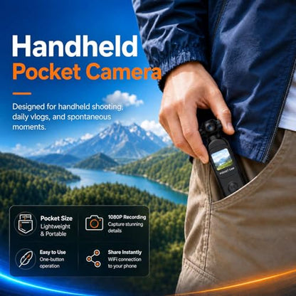 Vlogging Camera with 270° Rotating Lens, Pocket Camera with Audio & Video Recording,14-Hour Battery, Handheld POV Cameras with 32GB, Easy One-Button Recording for Travel,Daily Life - size: H9232G