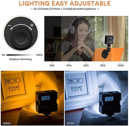 CL-36 Video Conference Lighting Kit,Mini LED Video Light for Remote Working,Video Conferencing,Zoom Calls, Broadcast, Live Streaming,Adjustable Laptop Video Light with Suction Cup