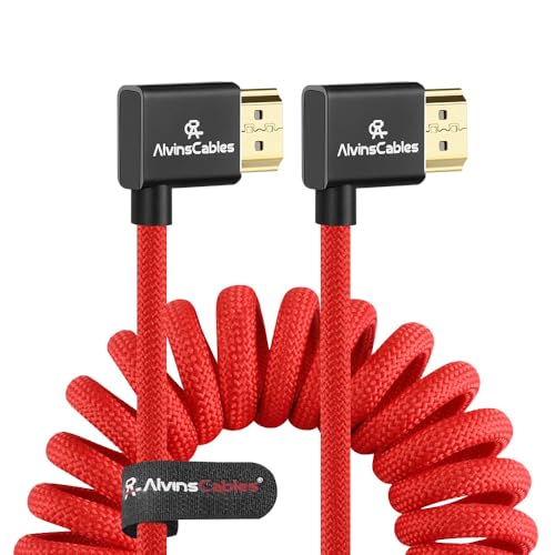 Alvin's Cables 8K HDMI Cable for Atomos Ninja,2.1 48Gbps 8K@60Hz 4K@120Hz High-Speed Braided Coiled Cable for Sony FS5 FS7 FX9,BMPCC,for Canon C300 C500,for Feelworld,Right to Right Angle Red - color: Red, size: Right to Right Angle