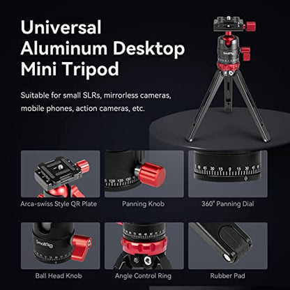 SmallRig Tripod for iPhone Desktop Mini Tripod - Aluminum Alloy 20 inches/ 50 cm with 360 Degree Ball Head, 1/4 inch Quick Shoe Plate for Vlogging DSLR Camera Video, Load up to 11 pounds-3033 - style: 2