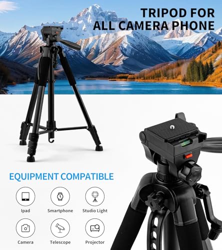 72'' Camera Tripod, Aluminum Lightweight Portable Tripods Stand with Carry Bag, Professional Travel Complete Tripod for DSLR Cellphone Live Streaming Vlog - size: 72in(Alu)