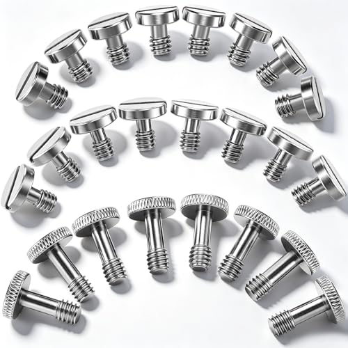 24 PCS 1/4"-20 Camera Screw Set, Stainless Steel Tripod Mounting Screw Kit, Slotted Quick Release Plate Screws for DSLR Rig, Monopod, Tripod Head - 3 Sizes