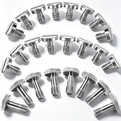 24 PCS 1/4"-20 Camera Screw Set, Stainless Steel Tripod Mounting Screw Kit, Slotted Quick Release Plate Screws for DSLR Rig, Monopod, Tripod Head - 3 Sizes