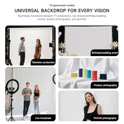 YSKE-Professional White Photography Backdrop10X7ft - Machine Washable Seamless Background for Studio & Video - color: White, size: 10X7