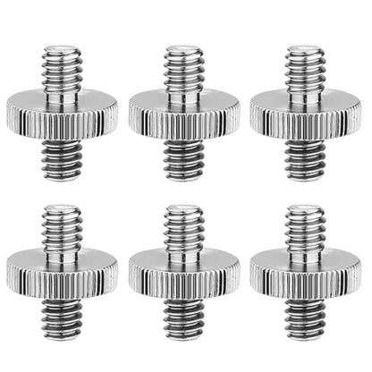 6 Pack International Standard 1/4"-20 Male to 1/4"-20 Male Threaded Tripod Screw Adapter Standard Tripod Mounting Thread Camera Screw Adapter Converter,Precision Made - color: Sliver