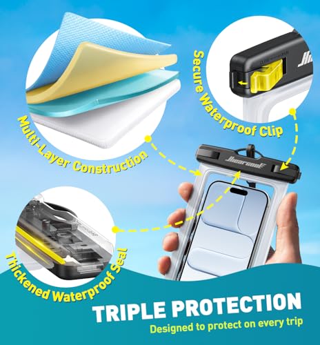Hiearcool Waterproof Phone Pouch 2 Pack, IPX8 Dry Bag with Lanyard, Touch Screen Compatible for iPhone 17/16/15/14/13 Pro Max, Beach Swimming Cruise Travel-Clear & Mint Green - color: Clear & Mint Green